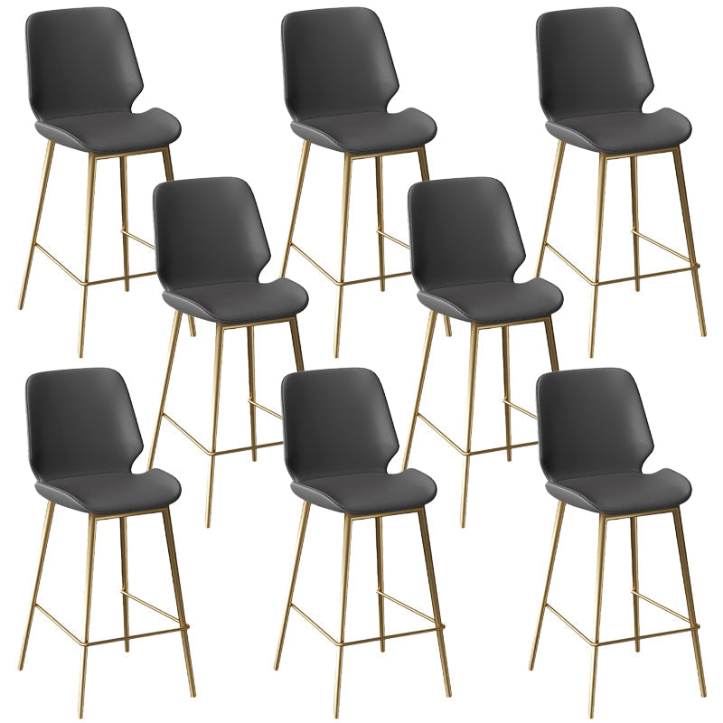 Low Back Upholstered Dining Stools Bucket Bar Stools with Metal Base