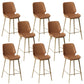 Low Back Upholstered Dining Stools Bucket Bar Stools with Metal Base
