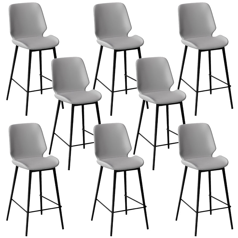 Low Back Upholstered Dining Stools Bucket Bar Stools with Metal Base