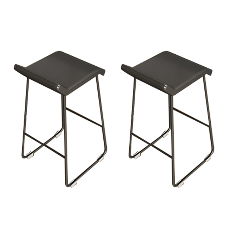 PU Leather Barstools Industrial Metal Armless Bar Stool with Footrest Black 2 Piece Set Clearhalo 'Bar Furniture' 'Bar Stools' 'bar_stools' 'furn' 'furn_bar_stools' 'Furniture' 'Kitchen & Dining Furniture' 7040990