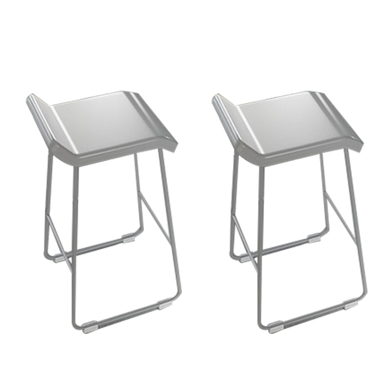 PU Leather Barstools Industrial Metal Armless Bar Stool with Footrest White 2 Piece Set Clearhalo 'Bar Furniture' 'Bar Stools' 'bar_stools' 'furn' 'furn_bar_stools' 'Furniture' 'Kitchen & Dining Furniture' 7040992