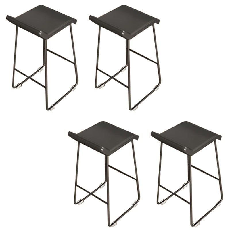 PU Leather Barstools Industrial Metal Armless Bar Stool with Footrest Black 4 Piece Set Clearhalo 'Bar Furniture' 'Bar Stools' 'bar_stools' 'furn' 'furn_bar_stools' 'Furniture' 'Kitchen & Dining Furniture' 7040996