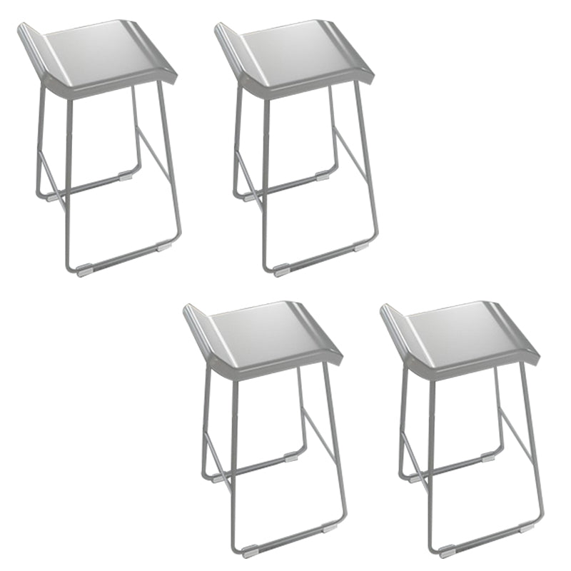 PU Leather Barstools Industrial Metal Armless Bar Stool with Footrest White 4 Piece Set Clearhalo 'Bar Furniture' 'Bar Stools' 'bar_stools' 'furn' 'furn_bar_stools' 'Furniture' 'Kitchen & Dining Furniture' 7040999