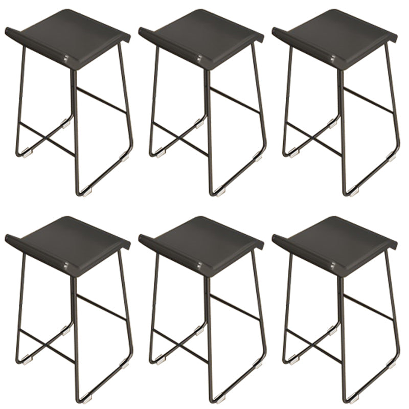 PU Leather Barstools Industrial Metal Armless Bar Stool with Footrest Black 6 Piece Set Clearhalo 'Bar Furniture' 'Bar Stools' 'bar_stools' 'furn' 'furn_bar_stools' 'Furniture' 'Kitchen & Dining Furniture' 7041003