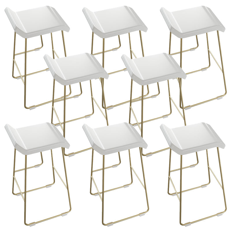 PU Leather Barstools Industrial Metal Armless Bar Stool with Footrest Gold 8 Piece Set Clearhalo 'Bar Furniture' 'Bar Stools' 'bar_stools' 'furn' 'furn_bar_stools' 'Furniture' 'Kitchen & Dining Furniture' 7041007