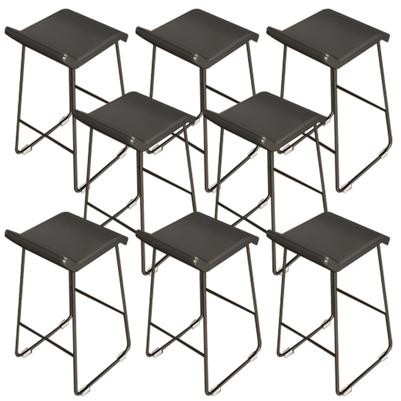 PU Leather Barstools Industrial Metal Armless Bar Stool with Footrest Black 8 Piece Set Clearhalo 'Bar Furniture' 'Bar Stools' 'bar_stools' 'furn' 'furn_bar_stools' 'Furniture' 'Kitchen & Dining Furniture' 7041008