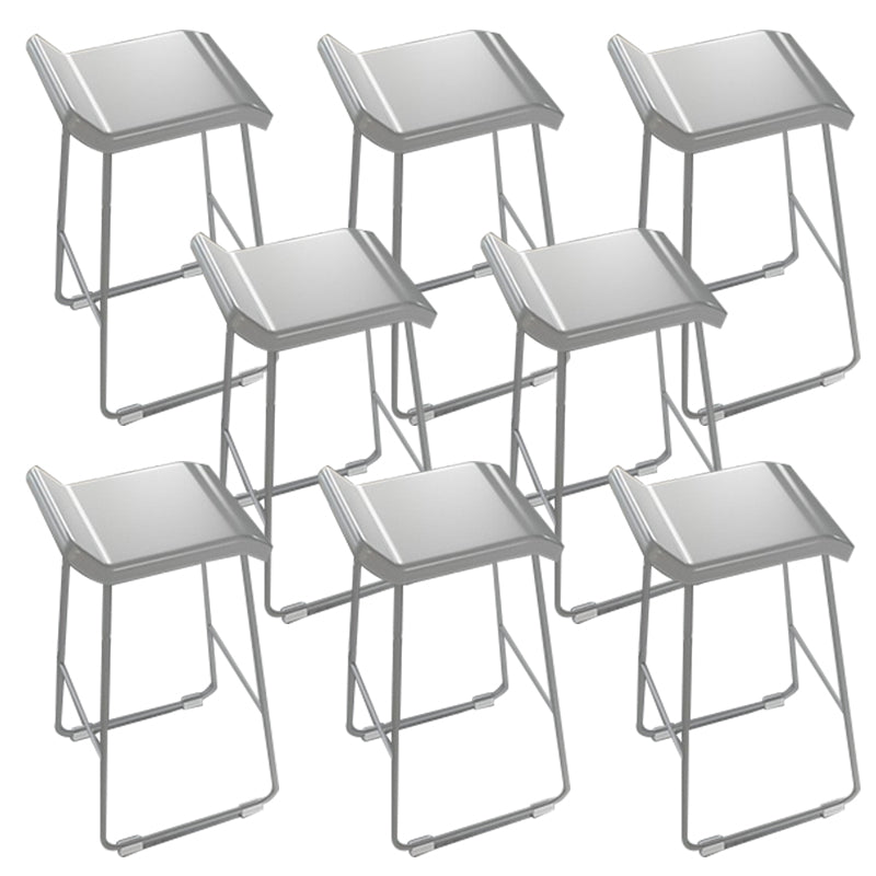 PU Leather Barstools Industrial Metal Armless Bar Stool with Footrest White 8 Piece Set Clearhalo 'Bar Furniture' 'Bar Stools' 'bar_stools' 'furn' 'furn_bar_stools' 'Furniture' 'Kitchen & Dining Furniture' 7041009