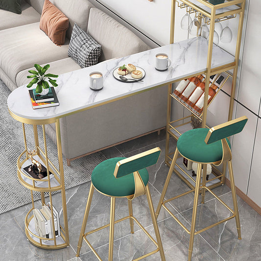 Metal Round Dining Stools Low Back Dining Stools with Footrest