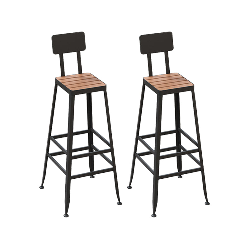 Contemporary Dining Stools Metal Low Back Bar Stools with Footrest Black 2 Piece Set Clearhalo 'Bar Furniture' 'Bar Stools' 'bar_stools' 'furn' 'furn_bar_stools' 'Furniture' 'Kitchen & Dining Furniture' 7041124