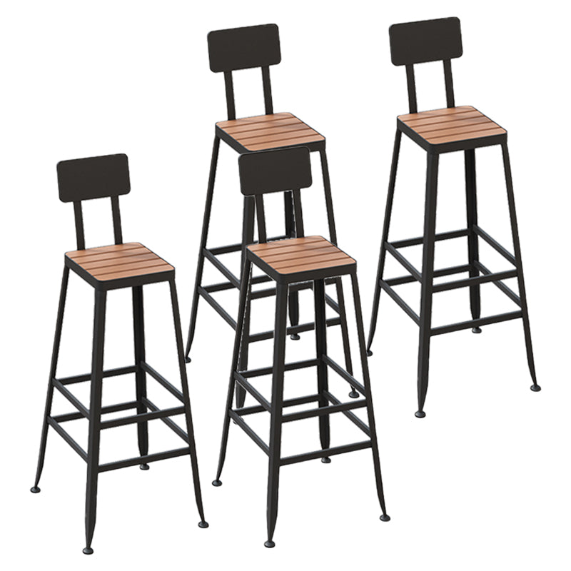 Contemporary Dining Stools Metal Low Back Bar Stools with Footrest Black 4 Piece Set Clearhalo 'Bar Furniture' 'Bar Stools' 'bar_stools' 'furn' 'furn_bar_stools' 'Furniture' 'Kitchen & Dining Furniture' 7041127