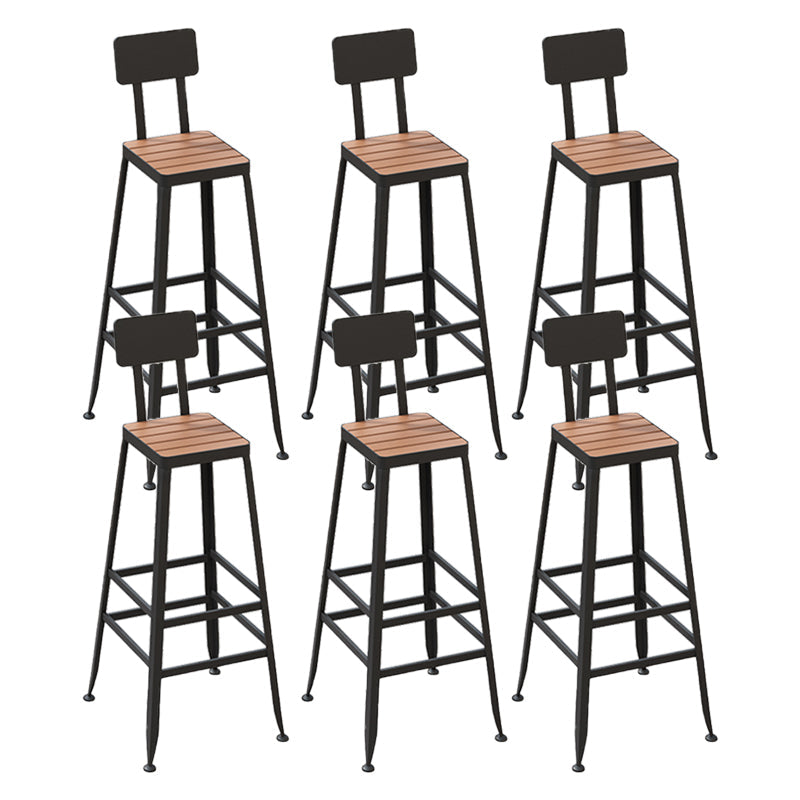 Contemporary Dining Stools Metal Low Back Bar Stools with Footrest Black 6 Piece Set Clearhalo 'Bar Furniture' 'Bar Stools' 'bar_stools' 'furn' 'furn_bar_stools' 'Furniture' 'Kitchen & Dining Furniture' 7041129
