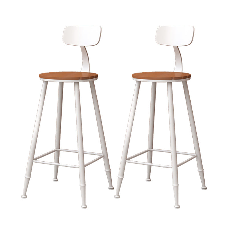 Contemporary Dining Stools Metal Low Back Bar Stools with Footrest White 2 Piece Set Clearhalo 'Bar Furniture' 'Bar Stools' 'bar_stools' 'furn' 'furn_bar_stools' 'Furniture' 'Kitchen & Dining Furniture' 7041133