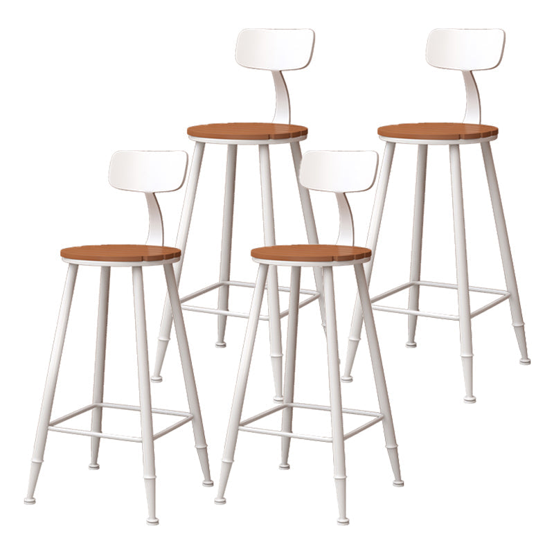 Contemporary Dining Stools Metal Low Back Bar Stools with Footrest White 4 Piece Set Clearhalo 'Bar Furniture' 'Bar Stools' 'bar_stools' 'furn' 'furn_bar_stools' 'Furniture' 'Kitchen & Dining Furniture' 7041134