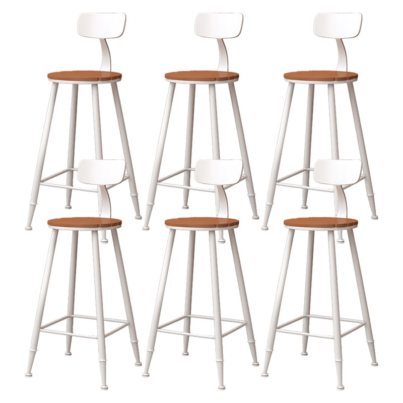 Contemporary Dining Stools Metal Low Back Bar Stools with Footrest White 6 Piece Set Clearhalo 'Bar Furniture' 'Bar Stools' 'bar_stools' 'furn' 'furn_bar_stools' 'Furniture' 'Kitchen & Dining Furniture' 7041135