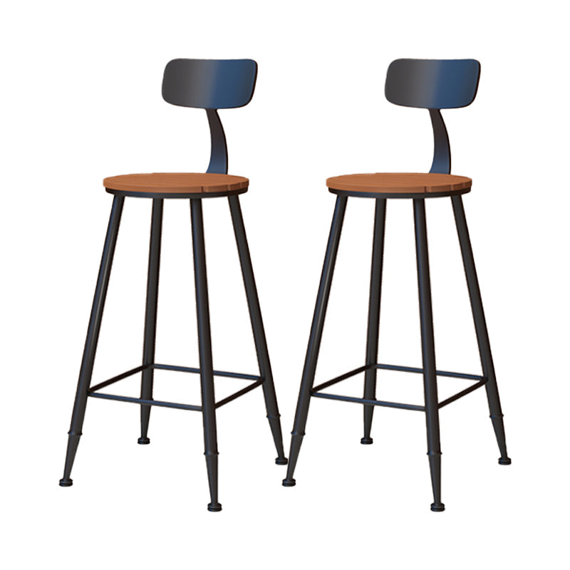 Contemporary Dining Stools Metal Low Back Bar Stools with Footrest Brown 2 Piece Set Clearhalo 'Bar Furniture' 'Bar Stools' 'bar_stools' 'furn' 'furn_bar_stools' 'Furniture' 'Kitchen & Dining Furniture' 7041138