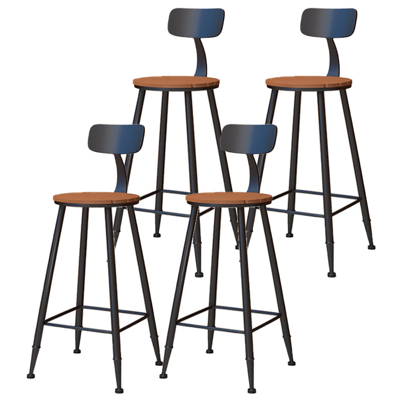 Contemporary Dining Stools Metal Low Back Bar Stools with Footrest Brown 4 Piece Set Clearhalo 'Bar Furniture' 'Bar Stools' 'bar_stools' 'furn' 'furn_bar_stools' 'Furniture' 'Kitchen & Dining Furniture' 7041139