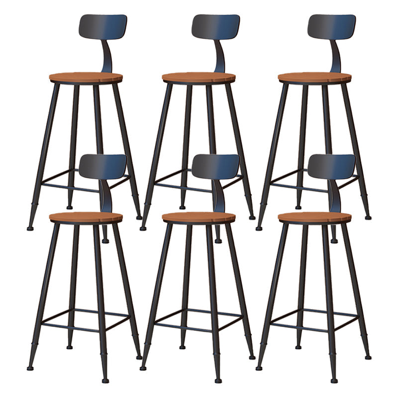 Contemporary Dining Stools Metal Low Back Bar Stools with Footrest Brown 6 Piece Set Clearhalo 'Bar Furniture' 'Bar Stools' 'bar_stools' 'furn' 'furn_bar_stools' 'Furniture' 'Kitchen & Dining Furniture' 7041140
