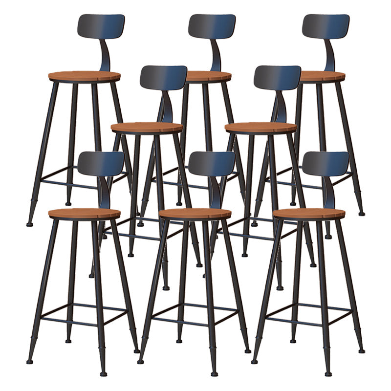 Contemporary Dining Stools Metal Low Back Bar Stools with Footrest Brown 8 Piece Set Clearhalo 'Bar Furniture' 'Bar Stools' 'bar_stools' 'furn' 'furn_bar_stools' 'Furniture' 'Kitchen & Dining Furniture' 7041141