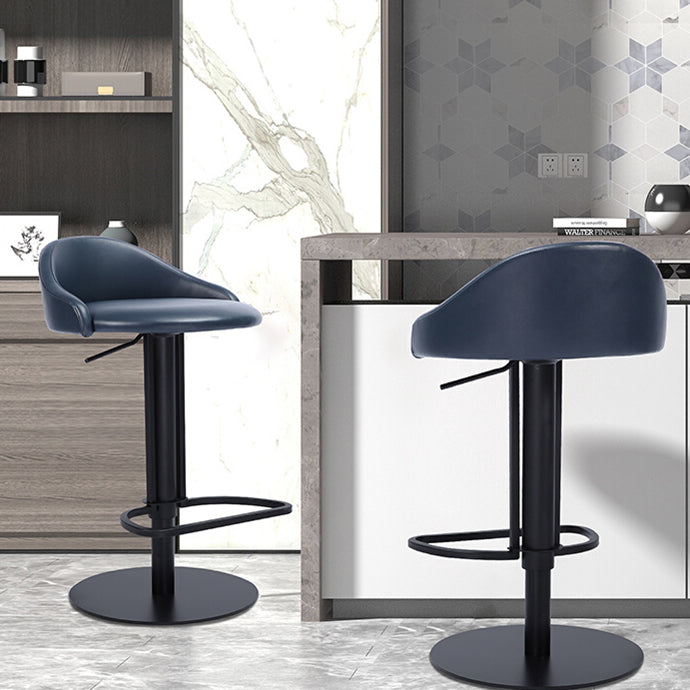 Faux Leather Barstools Adjustable Height Swivel Barstools with Footrest