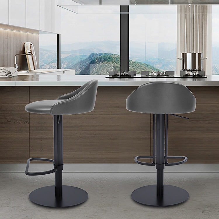 Faux Leather Barstools Adjustable Height Swivel Barstools with Footrest