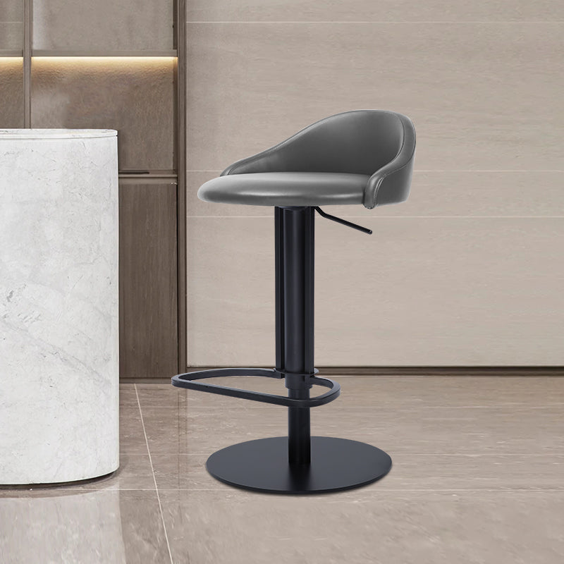 Faux Leather Barstools Adjustable Height Swivel Barstools with Footrest