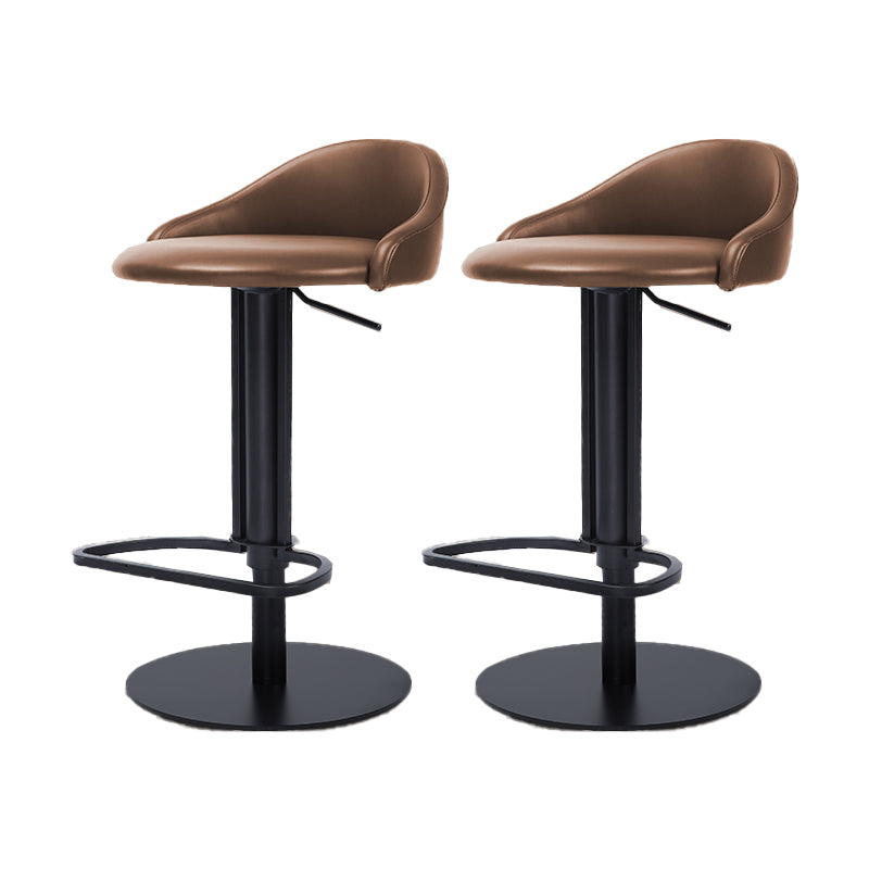 Faux Leather Barstools Adjustable Height Swivel Barstools with Footrest