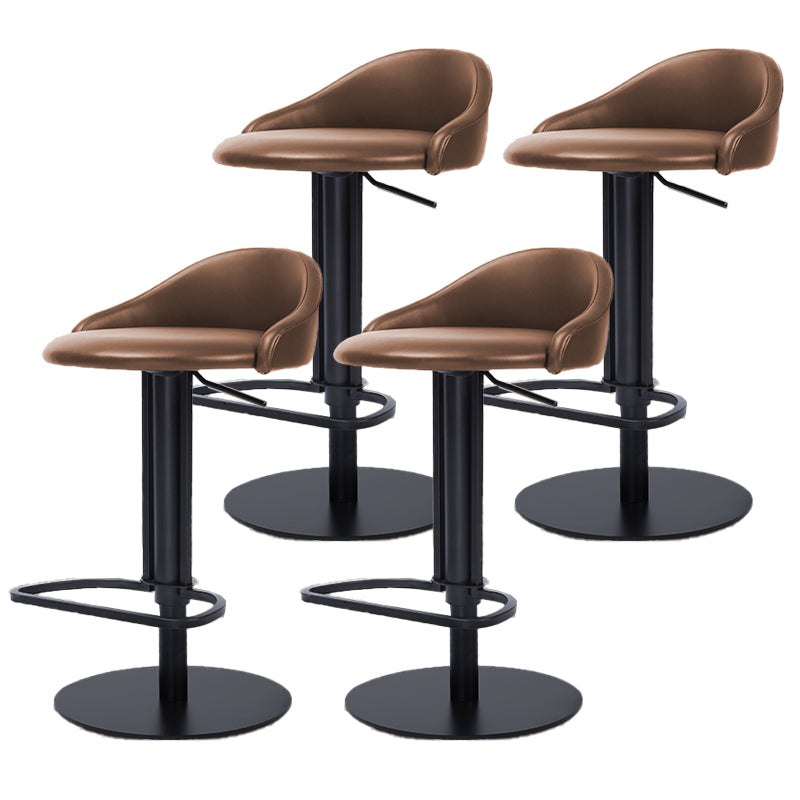 Faux Leather Barstools Adjustable Height Swivel Barstools with Footrest