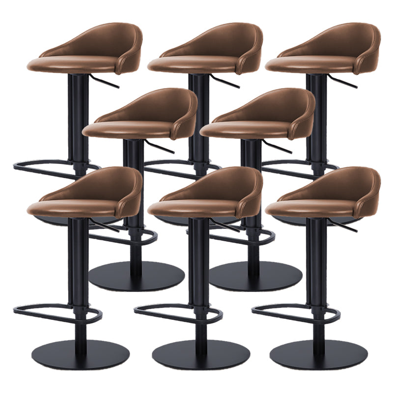 Faux Leather Barstools Adjustable Height Swivel Barstools with Footrest