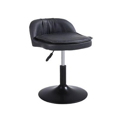 Upholstered Bar Stools Swivel Adjustable Height Patio Bar Stool with Black Base Black 1 Piece Short Stool(18"H) Clearhalo 'Bar Furniture' 'Bar Stools' 'bar_stools' 'furn' 'furn_bar_stools' 'Furniture' 'Kitchen & Dining Furniture' 7041171