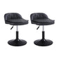 Upholstered Bar Stools Swivel Adjustable Height Patio Bar Stool with Black Base Black 2 Piece Set Short Stool(18"H) Clearhalo 'Bar Furniture' 'Bar Stools' 'bar_stools' 'furn' 'furn_bar_stools' 'Furniture' 'Kitchen & Dining Furniture' 7041172