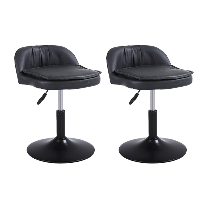 Upholstered Bar Stools Swivel Adjustable Height Patio Bar Stool with Black Base Black 2 Piece Set Short Stool(18"H) Clearhalo 'Bar Furniture' 'Bar Stools' 'bar_stools' 'furn' 'furn_bar_stools' 'Furniture' 'Kitchen & Dining Furniture' 7041172