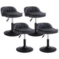 Upholstered Bar Stools Swivel Adjustable Height Patio Bar Stool with Black Base Black 4 Piece Set Short Stool(18"H) Clearhalo 'Bar Furniture' 'Bar Stools' 'bar_stools' 'furn' 'furn_bar_stools' 'Furniture' 'Kitchen & Dining Furniture' 7041175