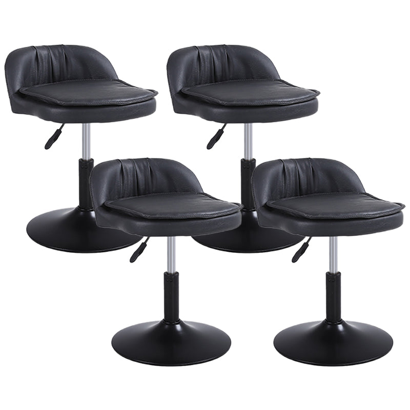Upholstered Bar Stools Swivel Adjustable Height Patio Bar Stool with Black Base Black 4 Piece Set Short Stool(18"H) Clearhalo 'Bar Furniture' 'Bar Stools' 'bar_stools' 'furn' 'furn_bar_stools' 'Furniture' 'Kitchen & Dining Furniture' 7041175