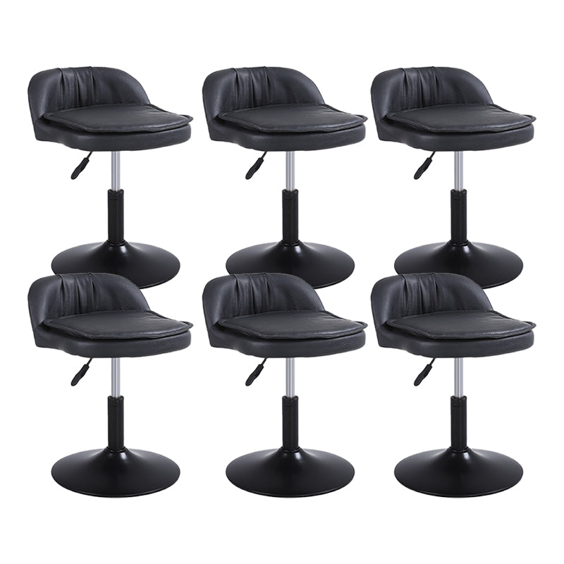 Upholstered Bar Stools Swivel Adjustable Height Patio Bar Stool with Black Base Black 6 Piece Set Short Stool(18"H) Clearhalo 'Bar Furniture' 'Bar Stools' 'bar_stools' 'furn' 'furn_bar_stools' 'Furniture' 'Kitchen & Dining Furniture' 7041177