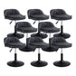 Upholstered Bar Stools Swivel Adjustable Height Patio Bar Stool with Black Base Black 8 Piece Set Short Stool(18"H) Clearhalo 'Bar Furniture' 'Bar Stools' 'bar_stools' 'furn' 'furn_bar_stools' 'Furniture' 'Kitchen & Dining Furniture' 7041178