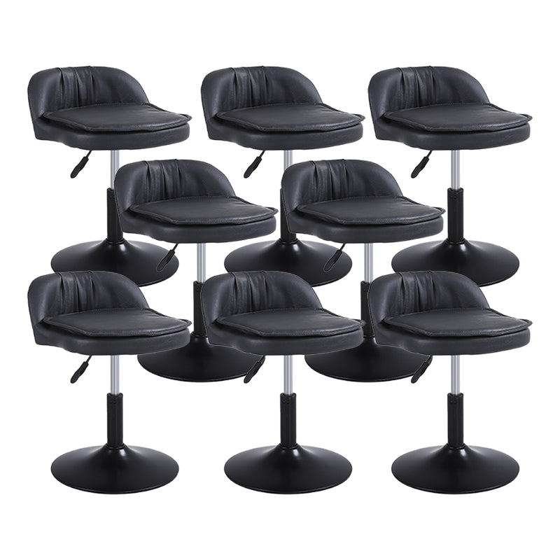 Upholstered Bar Stools Swivel Adjustable Height Patio Bar Stool with Black Base Black 8 Piece Set Short Stool(18"H) Clearhalo 'Bar Furniture' 'Bar Stools' 'bar_stools' 'furn' 'furn_bar_stools' 'Furniture' 'Kitchen & Dining Furniture' 7041178