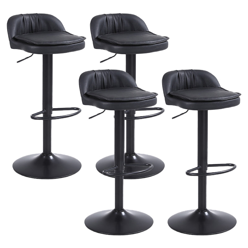Upholstered Bar Stools Swivel Adjustable Height Patio Bar Stool with Black Base Black 4 Piece Set Bar Stool(30"H) Clearhalo 'Bar Furniture' 'Bar Stools' 'bar_stools' 'furn' 'furn_bar_stools' 'Furniture' 'Kitchen & Dining Furniture' 7041182