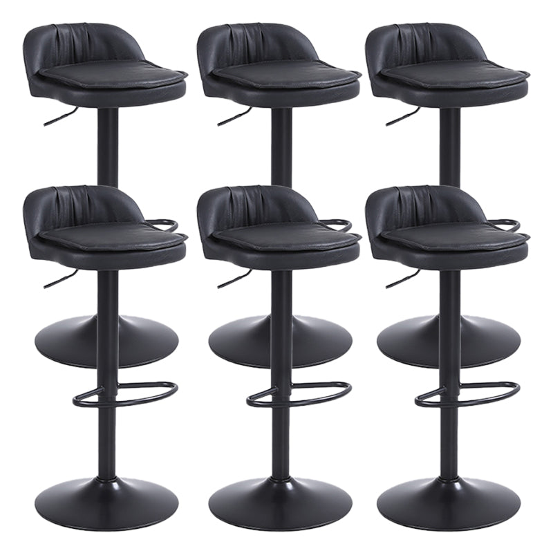 Upholstered Bar Stools Swivel Adjustable Height Patio Bar Stool with Black Base Black 6 Piece Set Bar Stool(30"H) Clearhalo 'Bar Furniture' 'Bar Stools' 'bar_stools' 'furn' 'furn_bar_stools' 'Furniture' 'Kitchen & Dining Furniture' 7041183