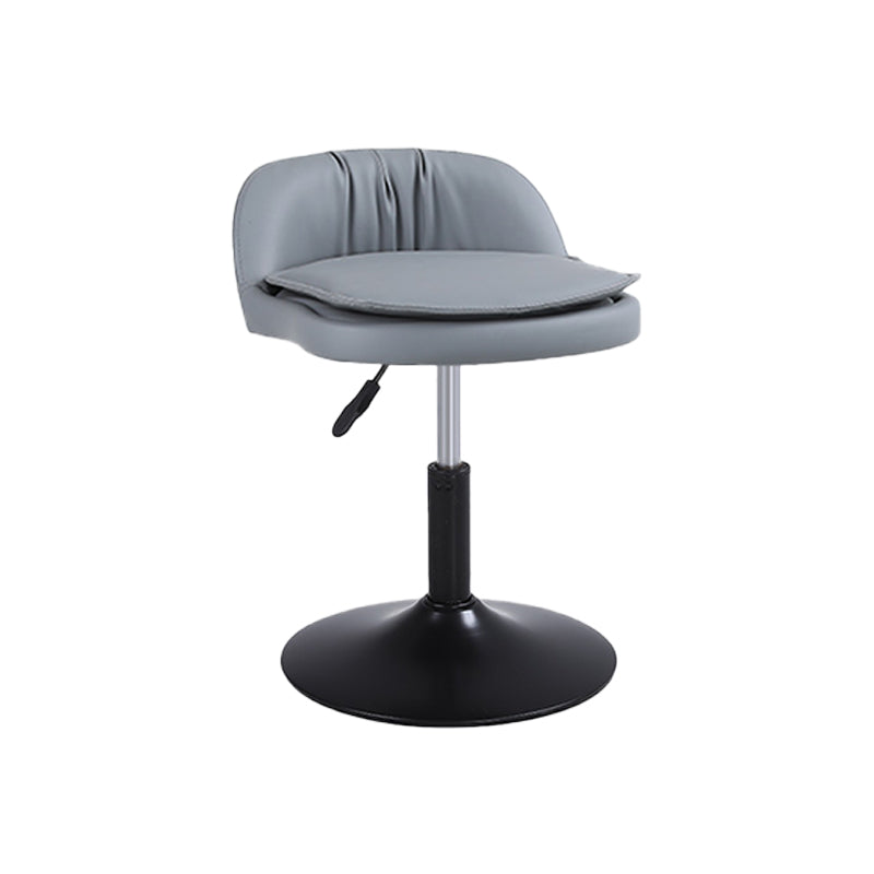 Upholstered Bar Stools Swivel Adjustable Height Patio Bar Stool with Black Base Grey 1 Piece Short Stool(18"H) Clearhalo 'Bar Furniture' 'Bar Stools' 'bar_stools' 'furn' 'furn_bar_stools' 'Furniture' 'Kitchen & Dining Furniture' 7041185
