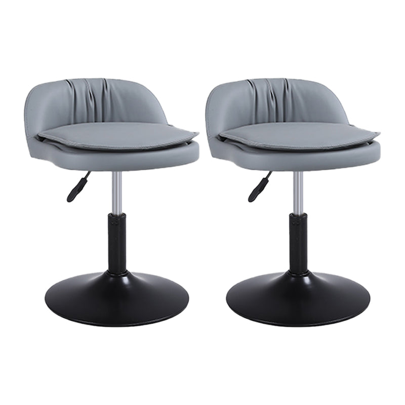 Upholstered Bar Stools Swivel Adjustable Height Patio Bar Stool with Black Base Grey 2 Piece Set Short Stool(18"H) Clearhalo 'Bar Furniture' 'Bar Stools' 'bar_stools' 'furn' 'furn_bar_stools' 'Furniture' 'Kitchen & Dining Furniture' 7041186