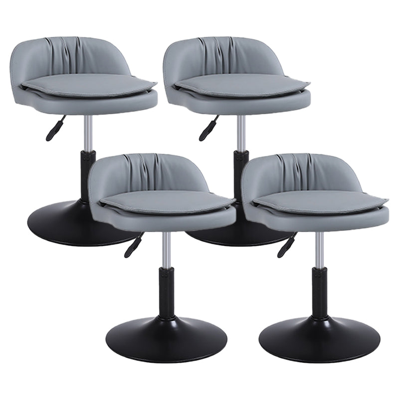 Upholstered Bar Stools Swivel Adjustable Height Patio Bar Stool with Black Base Grey 4 Piece Set Short Stool(18"H) Clearhalo 'Bar Furniture' 'Bar Stools' 'bar_stools' 'furn' 'furn_bar_stools' 'Furniture' 'Kitchen & Dining Furniture' 7041187