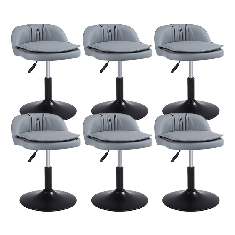 Upholstered Bar Stools Swivel Adjustable Height Patio Bar Stool with Black Base Grey 6 Piece Set Short Stool(18"H) Clearhalo 'Bar Furniture' 'Bar Stools' 'bar_stools' 'furn' 'furn_bar_stools' 'Furniture' 'Kitchen & Dining Furniture' 7041188