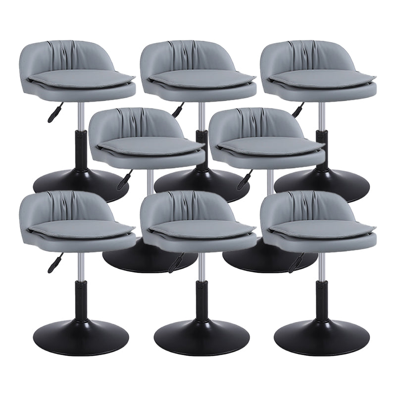 Upholstered Bar Stools Swivel Adjustable Height Patio Bar Stool with Black Base Grey 8 Piece Set Short Stool(18"H) Clearhalo 'Bar Furniture' 'Bar Stools' 'bar_stools' 'furn' 'furn_bar_stools' 'Furniture' 'Kitchen & Dining Furniture' 7041189