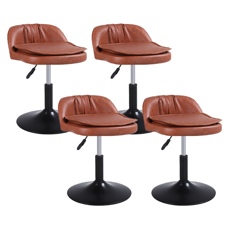 Upholstered Bar Stools Swivel Adjustable Height Patio Bar Stool with Black Base Brown 4 Piece Set Short Stool(18"H) Clearhalo 'Bar Furniture' 'Bar Stools' 'bar_stools' 'furn' 'furn_bar_stools' 'Furniture' 'Kitchen & Dining Furniture' 7041197
