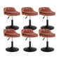 Upholstered Bar Stools Swivel Adjustable Height Patio Bar Stool with Black Base Brown 6 Piece Set Short Stool(18"H) Clearhalo 'Bar Furniture' 'Bar Stools' 'bar_stools' 'furn' 'furn_bar_stools' 'Furniture' 'Kitchen & Dining Furniture' 7041198