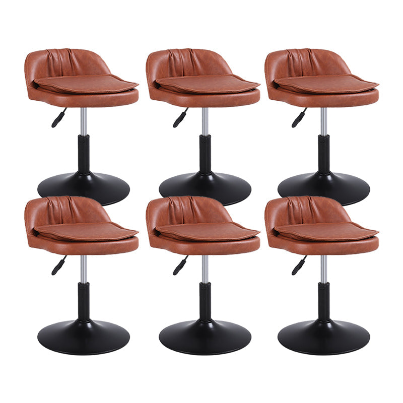 Upholstered Bar Stools Swivel Adjustable Height Patio Bar Stool with Black Base Brown 6 Piece Set Short Stool(18"H) Clearhalo 'Bar Furniture' 'Bar Stools' 'bar_stools' 'furn' 'furn_bar_stools' 'Furniture' 'Kitchen & Dining Furniture' 7041198