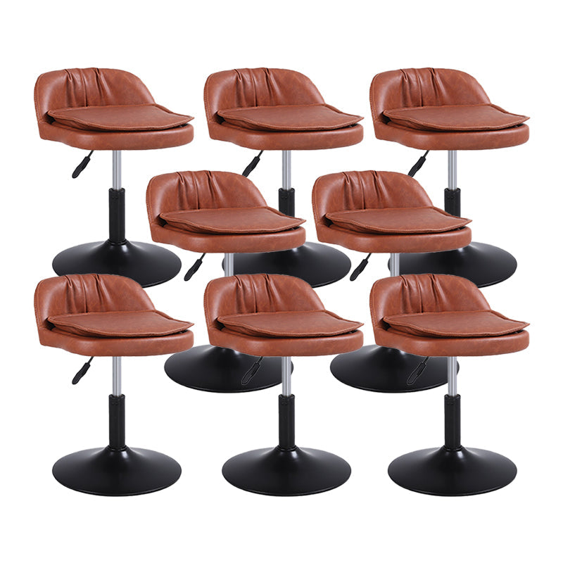 Upholstered Bar Stools Swivel Adjustable Height Patio Bar Stool with Black Base Brown 8 Piece Set Short Stool(18"H) Clearhalo 'Bar Furniture' 'Bar Stools' 'bar_stools' 'furn' 'furn_bar_stools' 'Furniture' 'Kitchen & Dining Furniture' 7041199