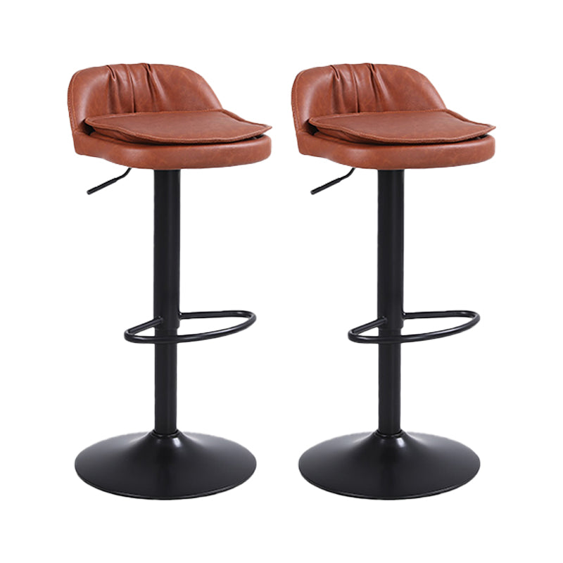 Upholstered Bar Stools Swivel Adjustable Height Patio Bar Stool with Black Base Brown 2 Piece Set Bar Stool(30"H) Clearhalo 'Bar Furniture' 'Bar Stools' 'bar_stools' 'furn' 'furn_bar_stools' 'Furniture' 'Kitchen & Dining Furniture' 7041201