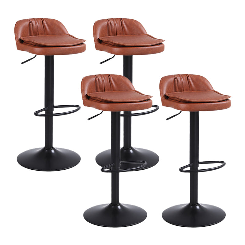 Upholstered Bar Stools Swivel Adjustable Height Patio Bar Stool with Black Base Brown 4 Piece Set Bar Stool(30"H) Clearhalo 'Bar Furniture' 'Bar Stools' 'bar_stools' 'furn' 'furn_bar_stools' 'Furniture' 'Kitchen & Dining Furniture' 7041202