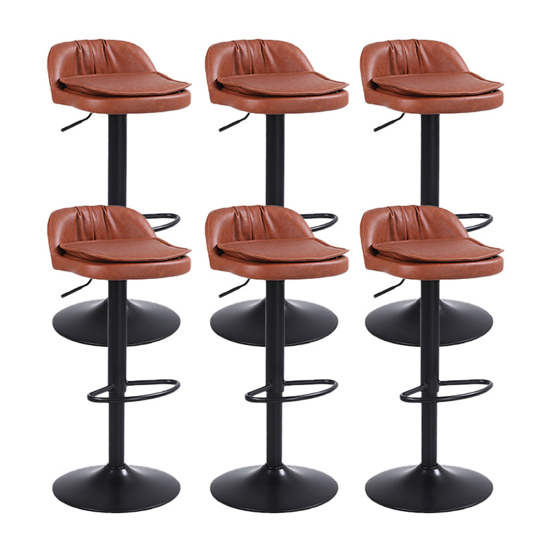Upholstered Bar Stools Swivel Adjustable Height Patio Bar Stool with Black Base Brown 6 Piece Set Bar Stool(30"H) Clearhalo 'Bar Furniture' 'Bar Stools' 'bar_stools' 'furn' 'furn_bar_stools' 'Furniture' 'Kitchen & Dining Furniture' 7041203